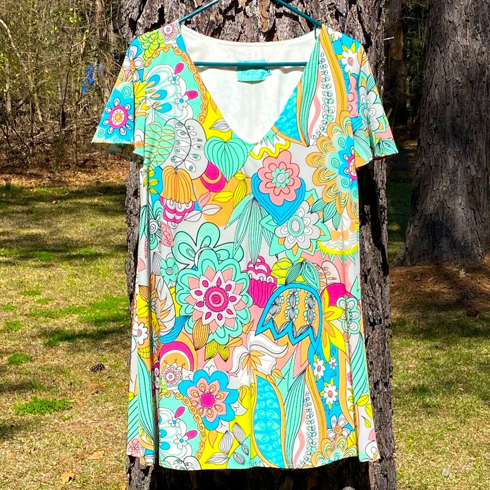 Judith March Tunic Mini Dress Flare Retro Floral M